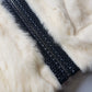 2000s Vintage Authentic White Rabbit Coat with Black Braided Leather Feature Detailing - Short Sleeves & fully lined