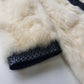 2000s Vintage Authentic White Rabbit Coat with Black Braided Leather Feature Detailing - Short Sleeves & fully lined