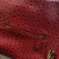 Vintage 2000s Ruby Red Vegan Ostrich Leather Bag - Gold Hardware - Chocolate Lining & Internal Pockets
