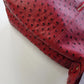 Vintage 2000s Ruby Red Vegan Ostrich Leather Bag - Gold Hardware - Chocolate Lining & Internal Pockets