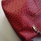 Vintage 2000s Ruby Red Vegan Ostrich Leather Bag - Gold Hardware - Chocolate Lining & Internal Pockets