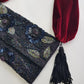 Heavily Beaded Vintage 90s evening pouch - Rich Blues & Reds - one of a kind custom made - tassels beads sequins & velvet - wear a multitude of different ways