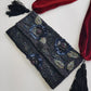 Heavily Beaded Vintage 90s evening pouch - Rich Blues & Reds - one of a kind custom made - tassels beads sequins & velvet - wear a multitude of different ways