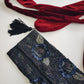 Heavily Beaded Vintage 90s evening pouch - Rich Blues & Reds - one of a kind custom made - tassels beads sequins & velvet - wear a multitude of different ways