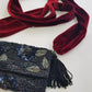 Heavily Beaded Vintage 90s evening pouch - Rich Blues & Reds - one of a kind custom made - tassels beads sequins & velvet - wear a multitude of different ways