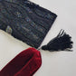 Heavily Beaded Vintage 90s evening pouch - Rich Blues & Reds - one of a kind custom made - tassels beads sequins & velvet - wear a multitude of different ways