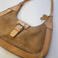 1990s Vintage Buckled Suede Purse in Camel Tones - silver hardware - perfect shape and so cute
