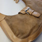 1990s Vintage Buckled Suede Purse in Camel Tones - silver hardware - perfect shape and so cute