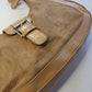 1990s Vintage Buckled Suede Purse in Camel Tones - silver hardware - perfect shape and so cute