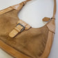 1990s Vintage Buckled Suede Purse in Camel Tones - silver hardware - perfect shape and so cute