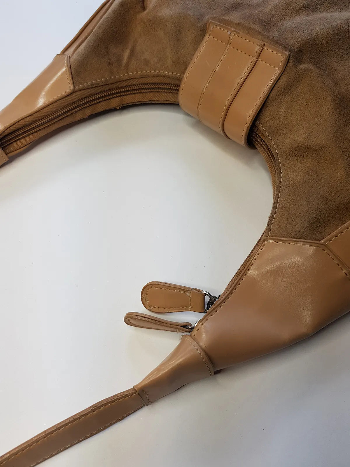 1990s Vintage Buckled Suede Purse in Camel Tones - silver hardware - perfect shape and so cute