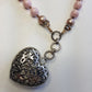 Exquisite antique custom made romantic gothic choker heart necklace - original piece only 1 made - wear multiple ways - all authentic vintage & antique components - beautiful quality in heavy crystals beads and metals