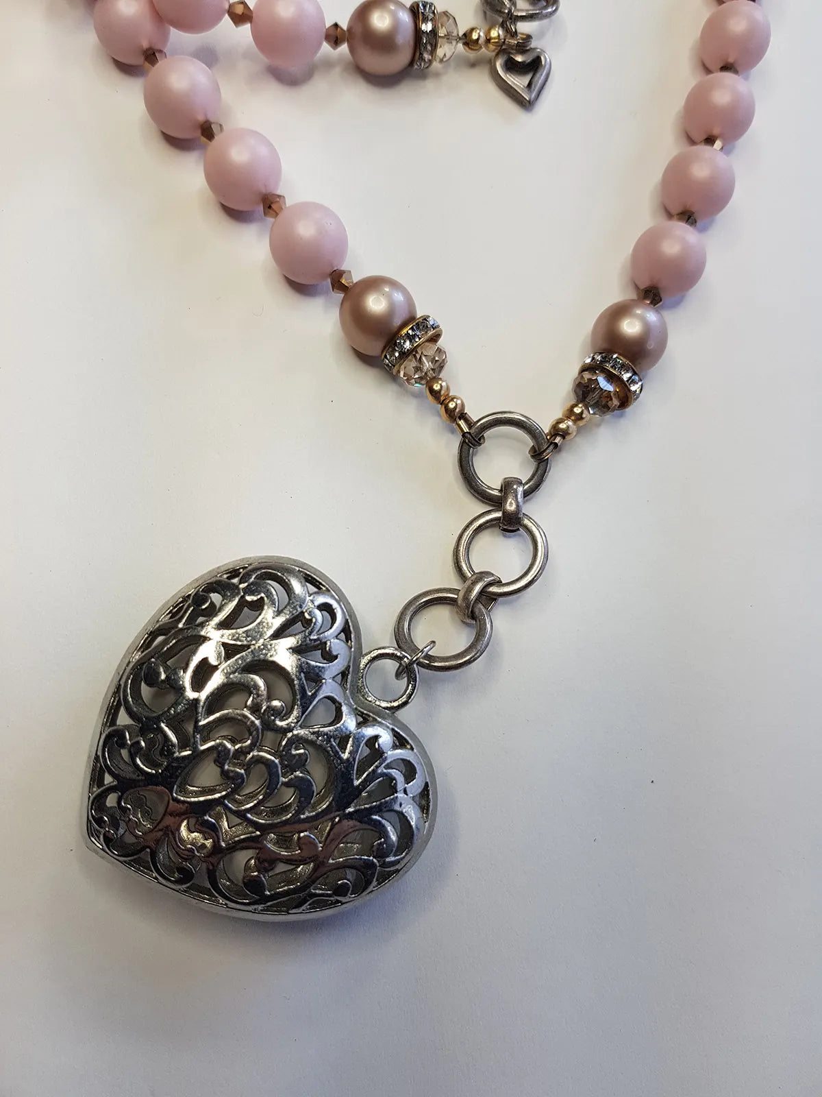 Exquisite antique custom made romantic gothic choker heart necklace - original piece only 1 made - wear multiple ways - all authentic vintage & antique components - beautiful quality in heavy crystals beads and metals