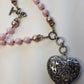 Exquisite antique custom made romantic gothic choker heart necklace - original piece only 1 made - wear multiple ways - all authentic vintage & antique components - beautiful quality in heavy crystals beads and metals