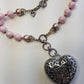 Exquisite antique custom made romantic gothic choker heart necklace - original piece only 1 made - wear multiple ways - all authentic vintage & antique components - beautiful quality in heavy crystals beads and metals