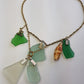 Antique Italian Green Ocean Glass Charm Necklace Stack - only 1 ever made - custom made from components over 100 years old - multi layered