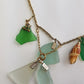 Antique Italian Green Ocean Glass Charm Necklace Stack - only 1 ever made - custom made from components over 100 years old - multi layered