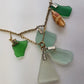 Antique Italian Green Ocean Glass Charm Necklace Stack - only 1 ever made - custom made from components over 100 years old - multi layered
