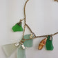 Antique Italian Green Ocean Glass Charm Necklace Stack - only 1 ever made - custom made from components over 100 years old - multi layered