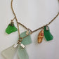 Antique Italian Green Ocean Glass Charm Necklace Stack - only 1 ever made - custom made from components over 100 years old - multi layered