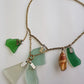 Antique Italian Green Ocean Glass Charm Necklace Stack - only 1 ever made - custom made from components over 100 years old - multi layered