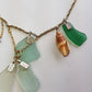 Antique Italian Green Ocean Glass Charm Necklace Stack - only 1 ever made - custom made from components over 100 years old - multi layered