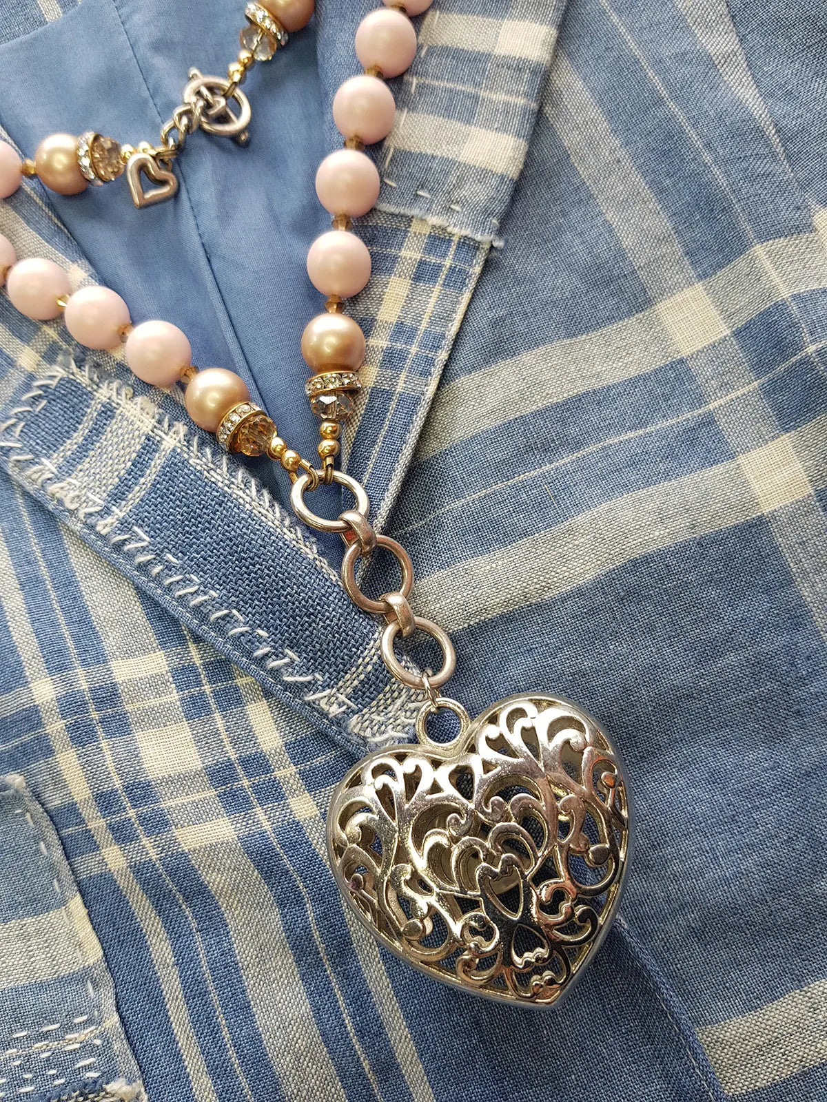 Exquisite antique custom made romantic gothic choker heart necklace - original piece only 1 made - wear multiple ways - all authentic vintage & antique components - beautiful quality in heavy crystals beads and metals