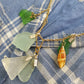 Antique Italian Green Ocean Glass Charm Necklace Stack - only 1 ever made - custom made from components over 100 years old - multi layered