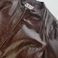90s Vintage Italian 100% Genuine Leather Jacket -  Snakeskin print Rich Cognac Brown - zip front Motorcycle style with metal pop button collar