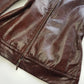90s Vintage Italian 100% Genuine Leather Jacket -  Snakeskin print Rich Cognac Brown - zip front Motorcycle style with metal pop button collar