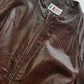 90s Vintage Italian 100% Genuine Leather Jacket -  Snakeskin print Rich Cognac Brown - zip front Motorcycle style with metal pop button collar