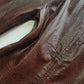 90s Vintage Italian 100% Genuine Leather Jacket -  Snakeskin print Rich Cognac Brown - zip front Motorcycle style with metal pop button collar