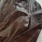 90s Vintage Italian 100% Genuine Leather Jacket -  Snakeskin print Rich Cognac Brown - zip front Motorcycle style with metal pop button collar