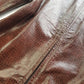 90s Vintage Italian 100% Genuine Leather Jacket -  Snakeskin print Rich Cognac Brown - zip front Motorcycle style with metal pop button collar