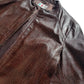 90s Vintage Italian 100% Genuine Leather Jacket -  Snakeskin print Rich Cognac Brown - zip front Motorcycle style with metal pop button collar