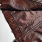 90s Vintage Italian 100% Genuine Leather Jacket -  Snakeskin print Rich Cognac Brown - zip front Motorcycle style with metal pop button collar