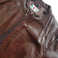 90s Vintage Italian 100% Genuine Leather Jacket -  Snakeskin print Rich Cognac Brown - zip front Motorcycle style with metal pop button collar