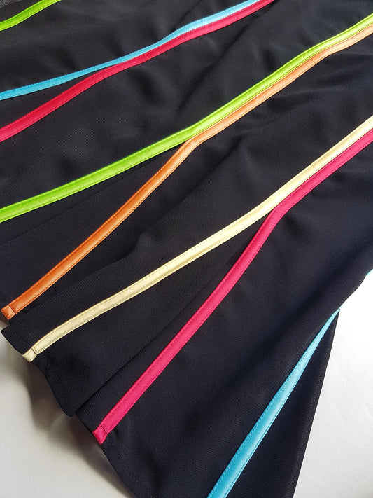 2000s Joseph Ribkoff Ribbon Skirt with gorgeous flare at the hem - rainbow panel ribbons
