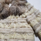 Vintage 90s Fox Fur & Lace Coat with Incredible Fluffy Fox Fur Collar - Fully Lined - Layers of fur & Lace in Cream tones - button front