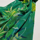 Rene Derhy Designer 90s Vintage Incredible Ruffled Green Dress in Tropical Print - Wrap look - very light and flowy