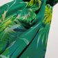 Rene Derhy Designer 90s Vintage Incredible Ruffled Green Dress in Tropical Print - Wrap look - very light and flowy