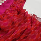 Rene Derhy Designer 90s Incredible Ruffled Bust Vintage Pink & Red Dress - Wrap Look - very light and flowy