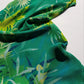 Rene Derhy Designer 90s Vintage Incredible Ruffled Green Dress in Tropical Print - Wrap look - very light and flowy