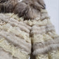 Vintage 90s Fox Fur & Lace Coat with Incredible Fluffy Fox Fur Collar - Fully Lined - Layers of fur & Lace in Cream tones - button front