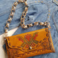 1940s Vintage Mayan Hand Tooled & Hand Painted 100% Genuine Leather Tribal Statement Bag