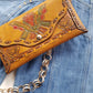 1940s Vintage Mayan Hand Tooled & Hand Painted 100% Genuine Leather Tribal Statement Bag