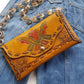 1940s Vintage Mayan Hand Tooled & Hand Painted 100% Genuine Leather Tribal Statement Bag
