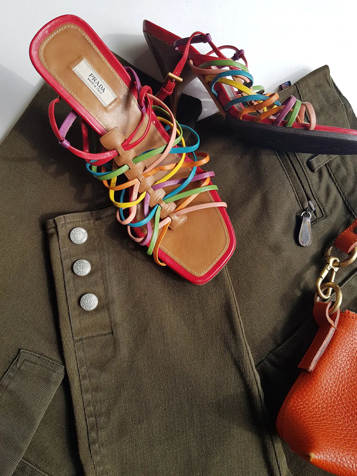 Ralph Lauren Vintage 3/4 Capri Pants - Never Worn - Olive Green - Equestrian Chic - Slim Fit - Metal Hardware & Leather Accents - Stretch Cotton