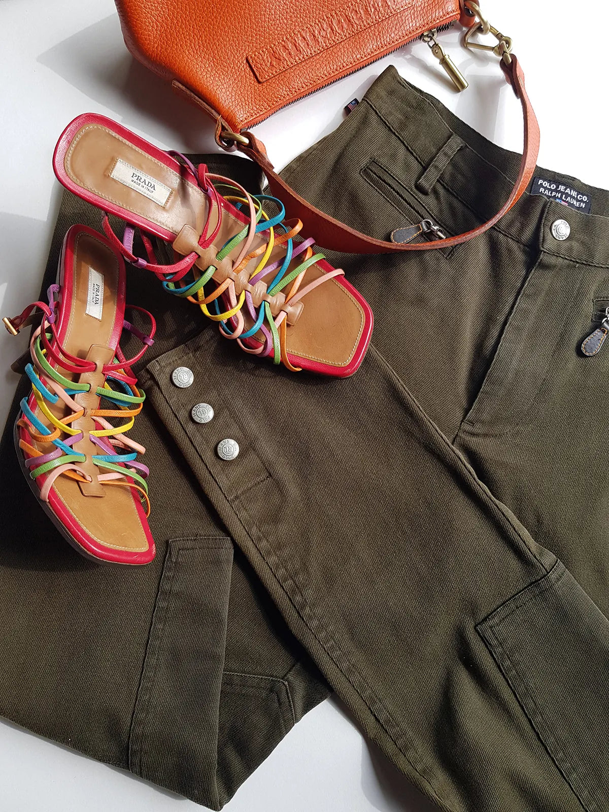 Prada - Authentic Darling 100% Genuine Italian Leather Stilettos - Ankle Strap - Perfect Height Summer Heels - Multi Colored - (European Size 36)