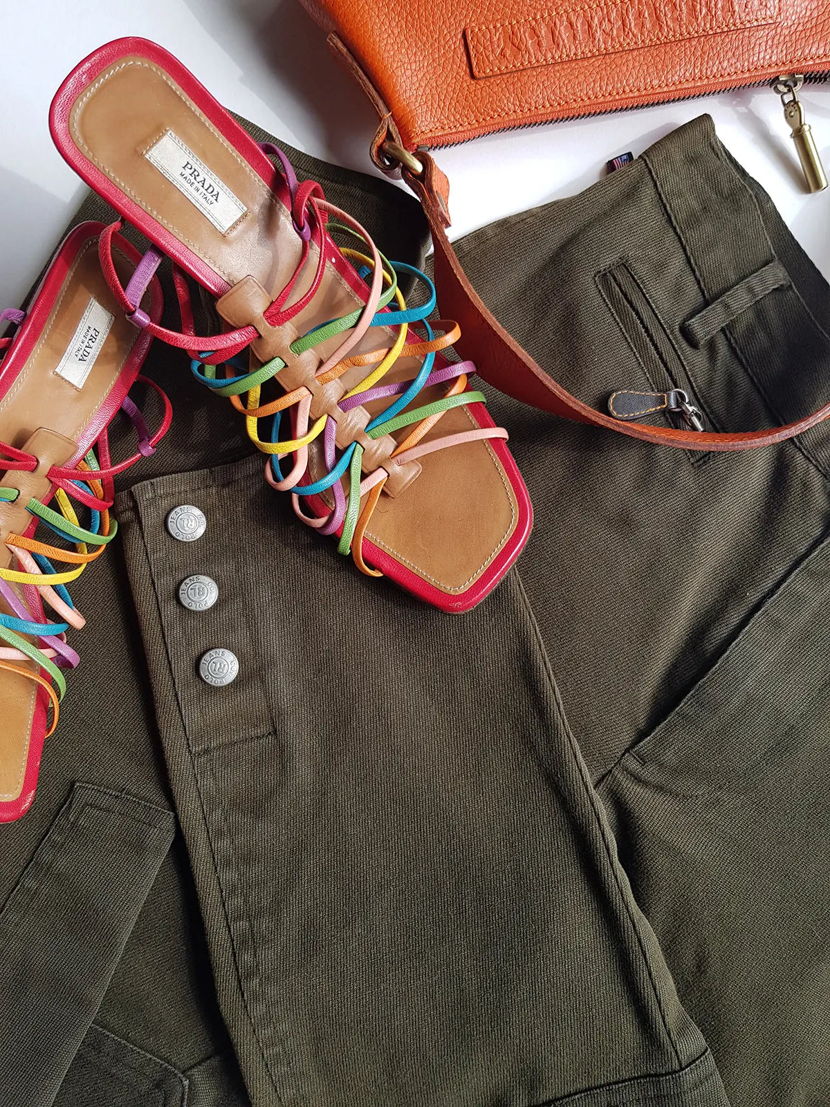 Prada - Authentic Darling 100% Genuine Italian Leather Stilettos - Ankle Strap - Perfect Height Summer Heels - Multi Colored - (European Size 36)